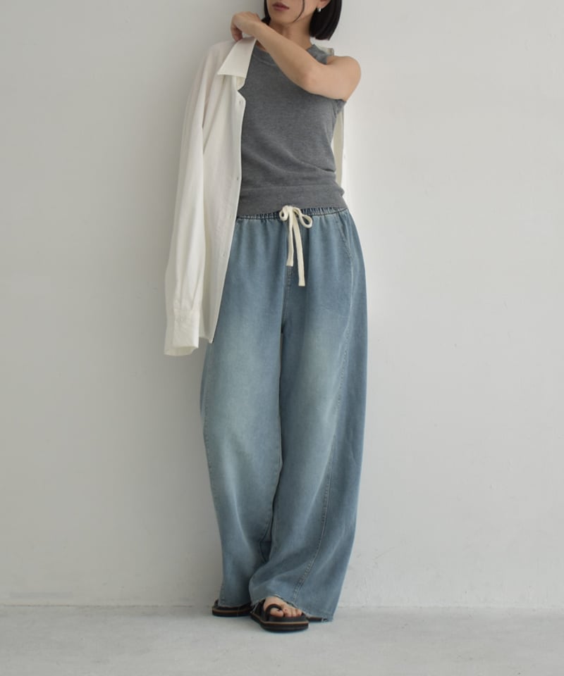 bottoms-02285 リラックス デニム パンツ ライトブルー | L