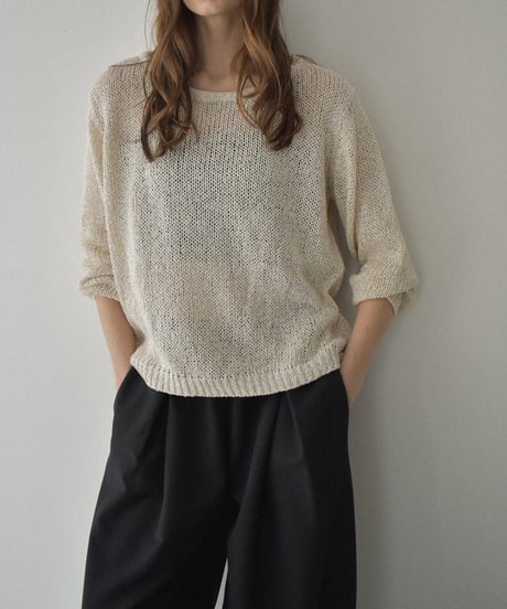 knit-02341　ローゲージ ルーズニット　エクリュ　ブラック