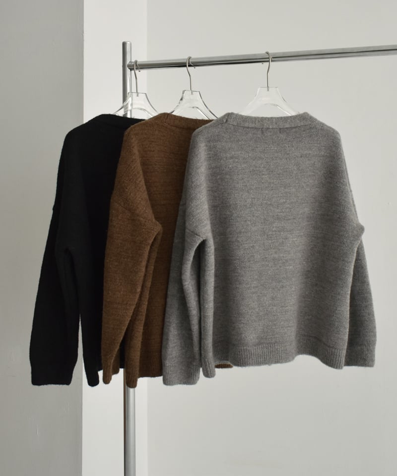knit-02293 マフラー付き ニットカーディガン ブラウン グレー knit-02293 マフラー付き ニットカーディガン ブラウン グレー
