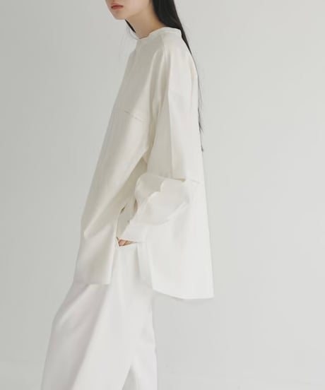 【STUDIO ENUL】 2way band collar shirt　100002