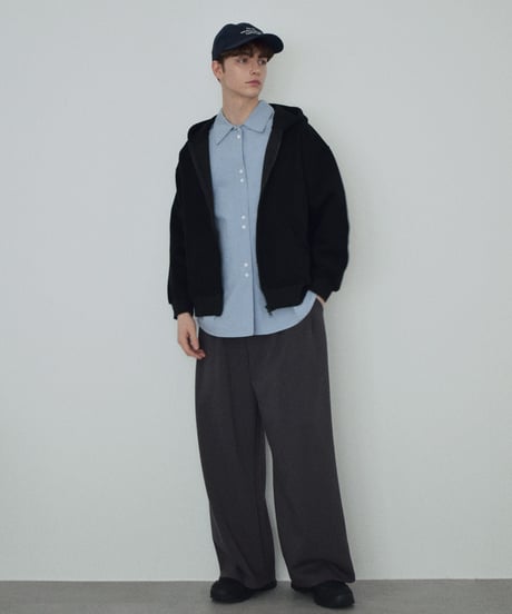 tops-02461　オーバーサイズ シャツ　ホワイト　ブルー