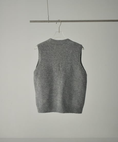 knit-02339　ミディカーディガン ニットベストセット　エクリュ　ライトグレー　ダークグレー　ブラウン