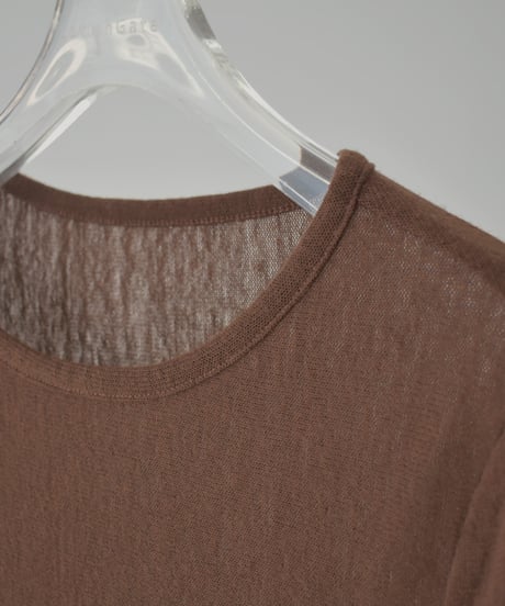 nh-tops-02569　ロングスリーブ シアーカットソー　エクリュ　グレー　ブラウン　ブラック