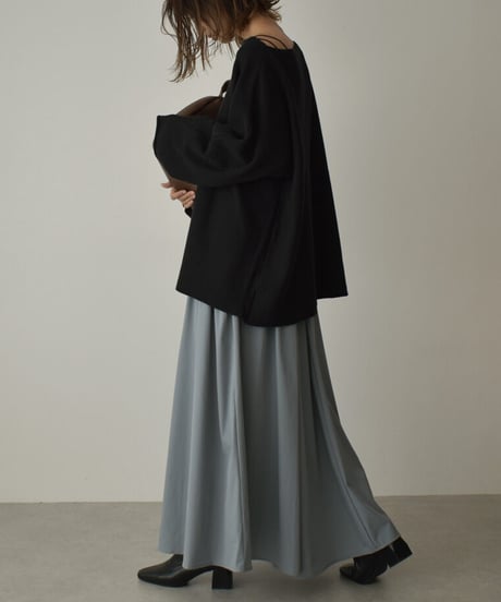 knit-02363　オーバーサイズ ボートネックニット　アイボリー　ブラック