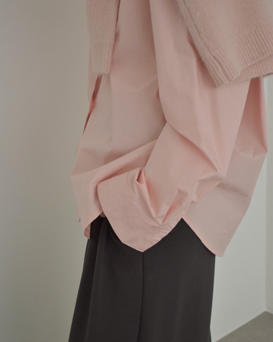 tops-02583 オーバーサイズ レギュラーシャツ ホワイト ピンク | L