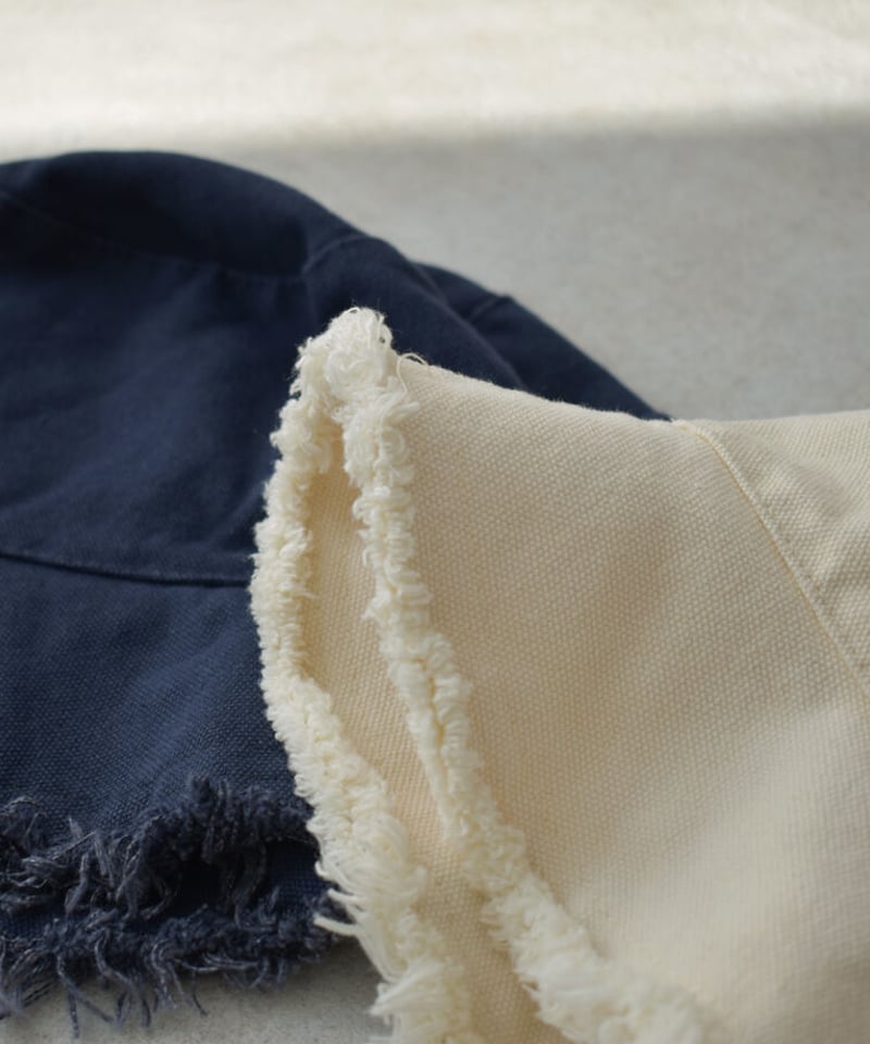 nh-cap-02040 キャンバス フリンジ バケット ハット エクリュ ネイビー