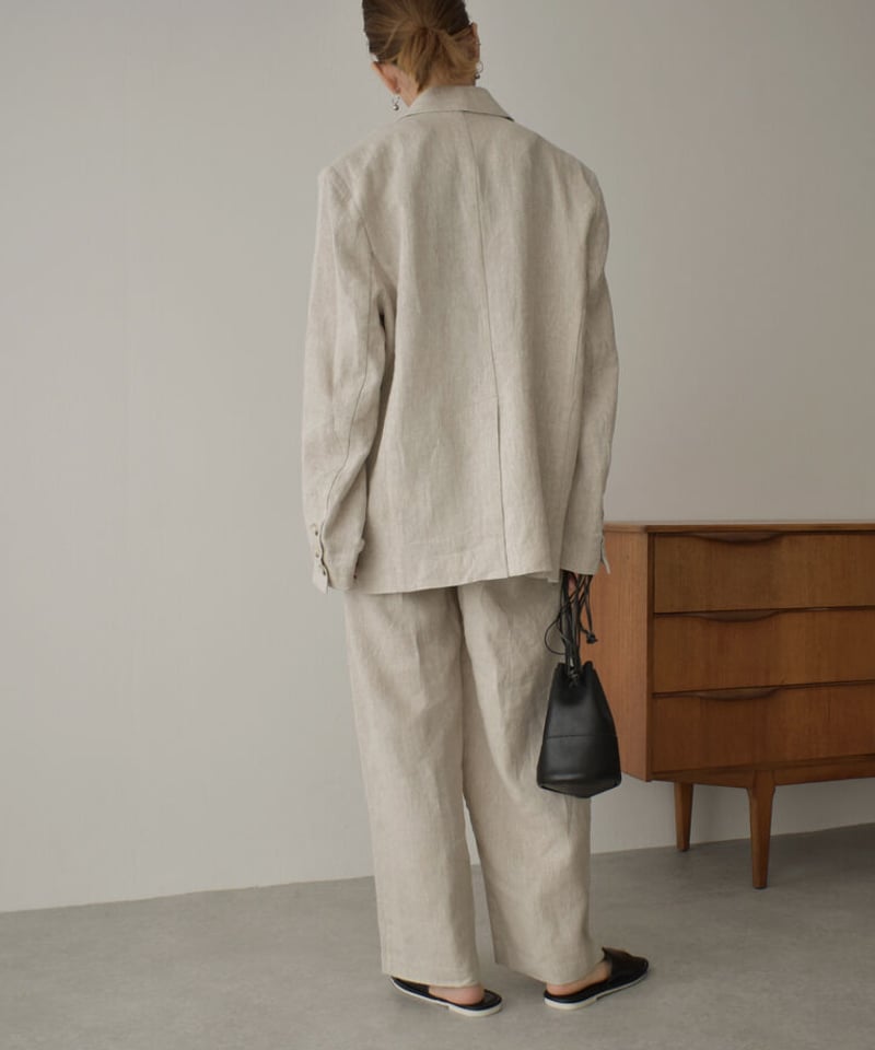新品 未使用 Aga 麻 リネン ベージュ ダブルブレストジャケット アウトレット】【夏向け】麻調ベージュ ダブルジャケット セットアップ