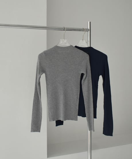 knit-02347　シェルボタン リブ ニット カーディガン　グレー　ネイビー