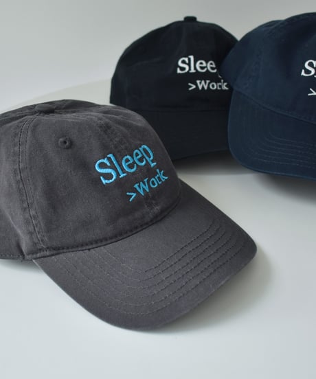 nh-cap-02066 　" Sleep>Work "　メッセージ キャップ　チャコール　ネイビー　ブラック