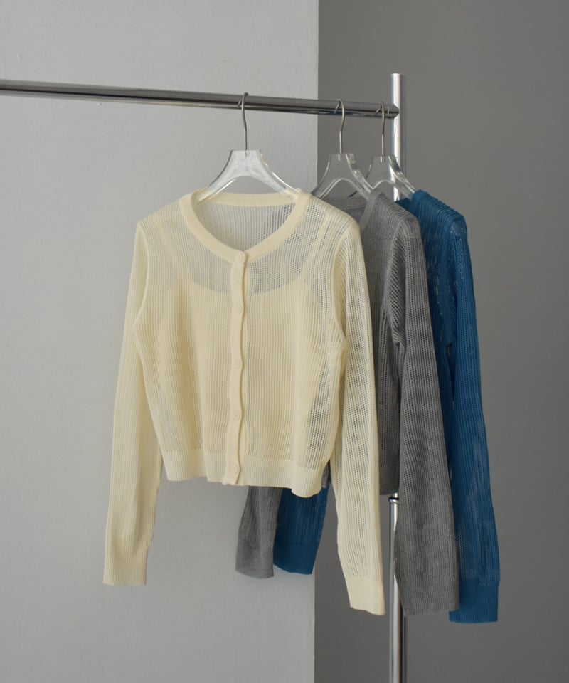 knit-02320 キャミソール付き コンパクト メッシュ カーディガン