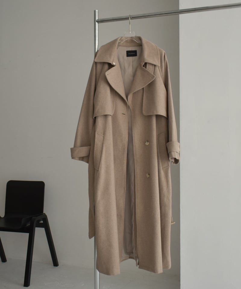 coat-13005 ウールブレンド トレンチコート オートミール | L a v i s h 