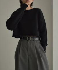 knit-02258　クロップド ニット プルオーバー　エクリュ　ブラック