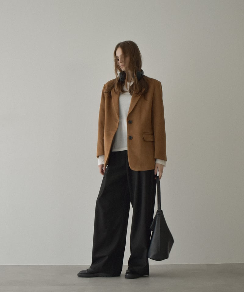 jacket-02021 フェイクスエード テーラード ジャケット キャメル