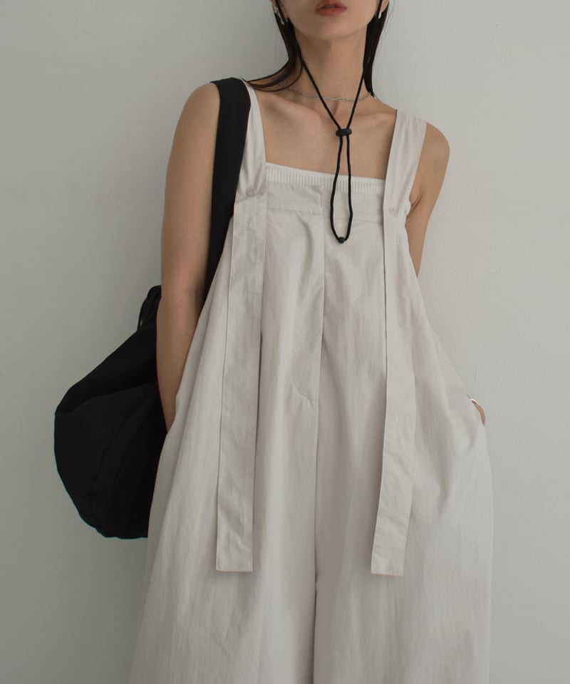 onepiece-12014 コットンナイロン 裾絞りワイドサロペット グレージュ