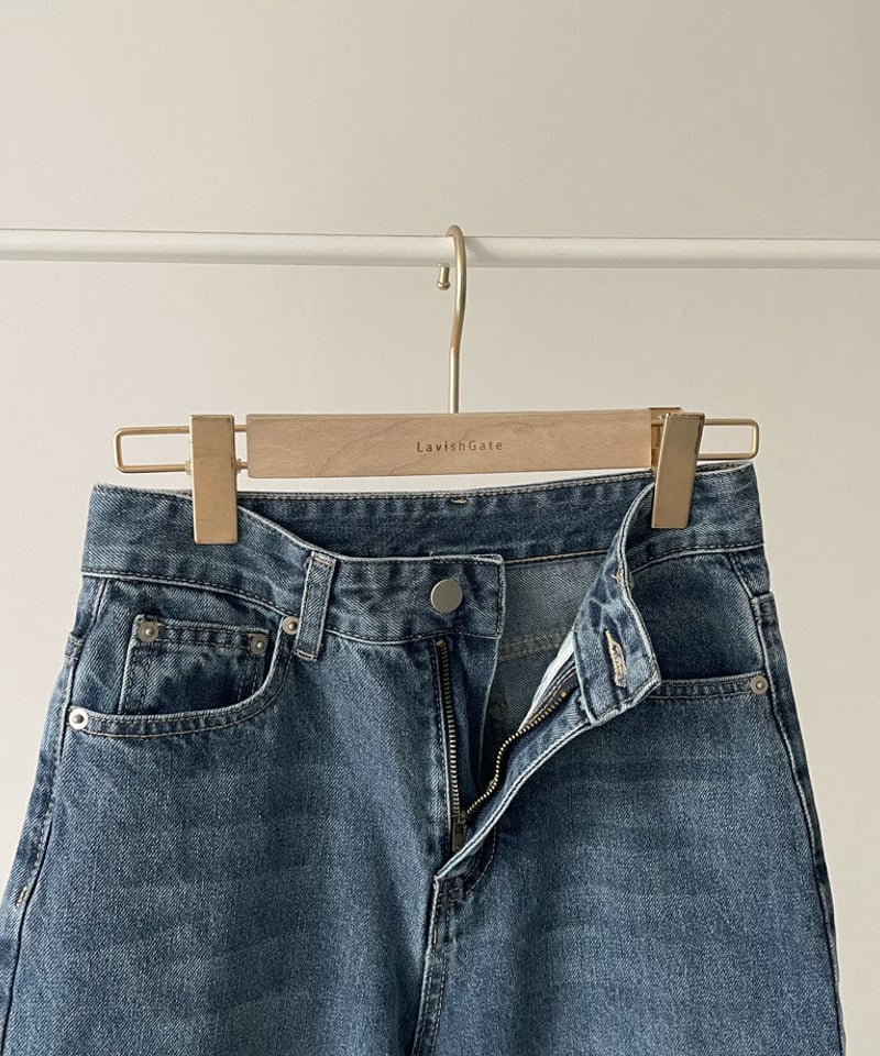 bottoms-02164 ロールアップデザインデニム ウォッシュブルー bottoms-02164 ロールアップデザインデニム ウォッシュブルー