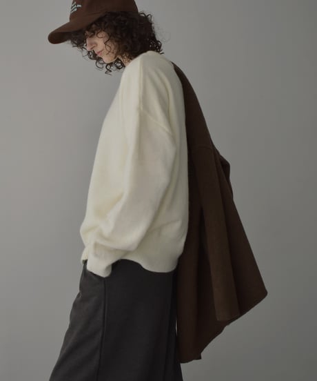 knit-02360　クルーネック ニット プルオーバー　オフホワイト　グレー