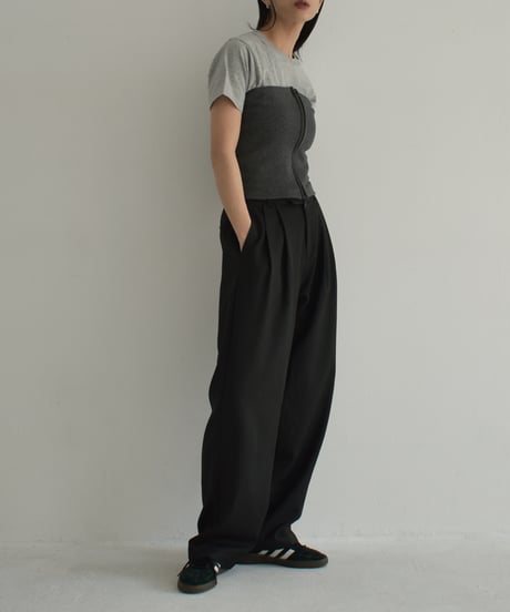 nh-knit-02267　ジップニット ビスチェ　チャコール