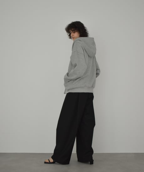 tops-02570　ダブルジップ フーディ　ブラック　グレー　カーキベージュ