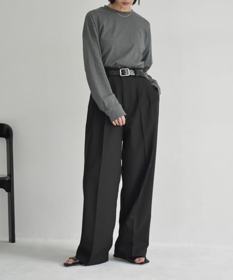 tops-02528　カフススリーブロングTシャツ　グレー