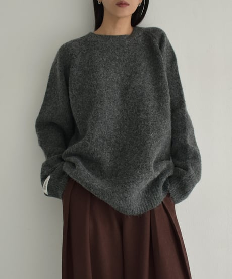 knit-02288　クルーネック ニット プルオーバー　エクリュ　グレー　ダークグレー