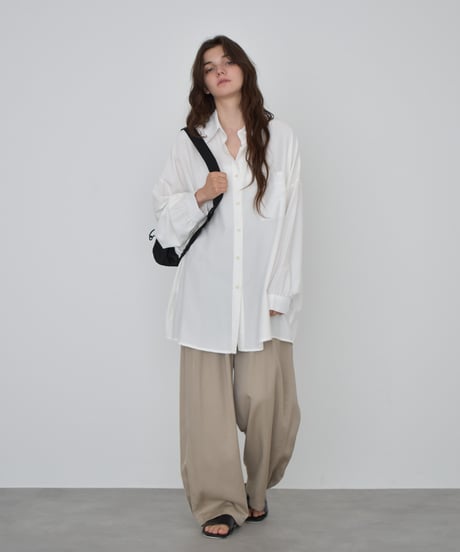 tops-02609　オーバーサイズ ルーズ シャツ　ホワイト　ブルー　ブラック