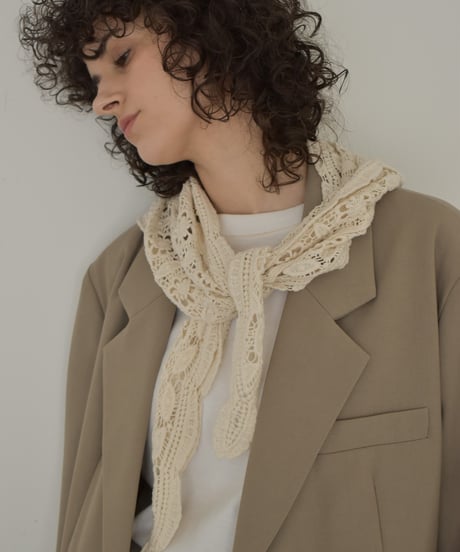 nh-scarf-02003　クロシェ バブーシュカ　オフホワイト　ベージュ