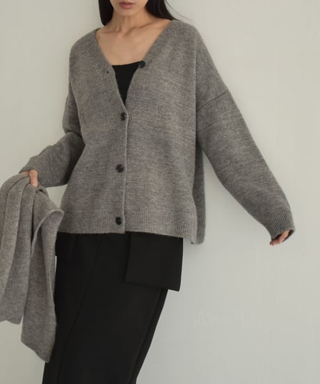 knit-02293　マフラー付き　ニットカーディガン　ブラウン　グレー　ブラック