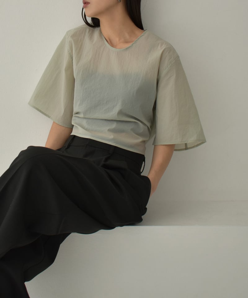 tops-02497 ストレッチ ナイロン シアー ハーフスリーブ プル tops-02497 ストレッチ ナイロン シアー ハーフスリーブ プル