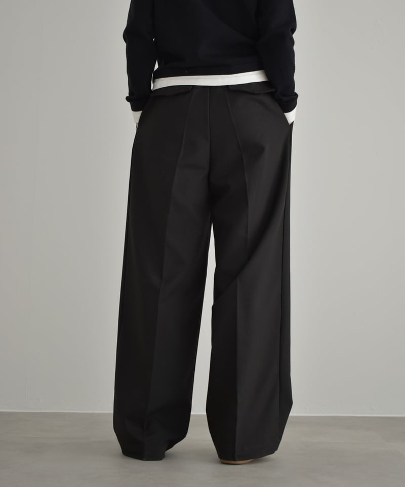 bottoms-12010 タックワイドパンツ エクリュ グレー ブラック | L a v i