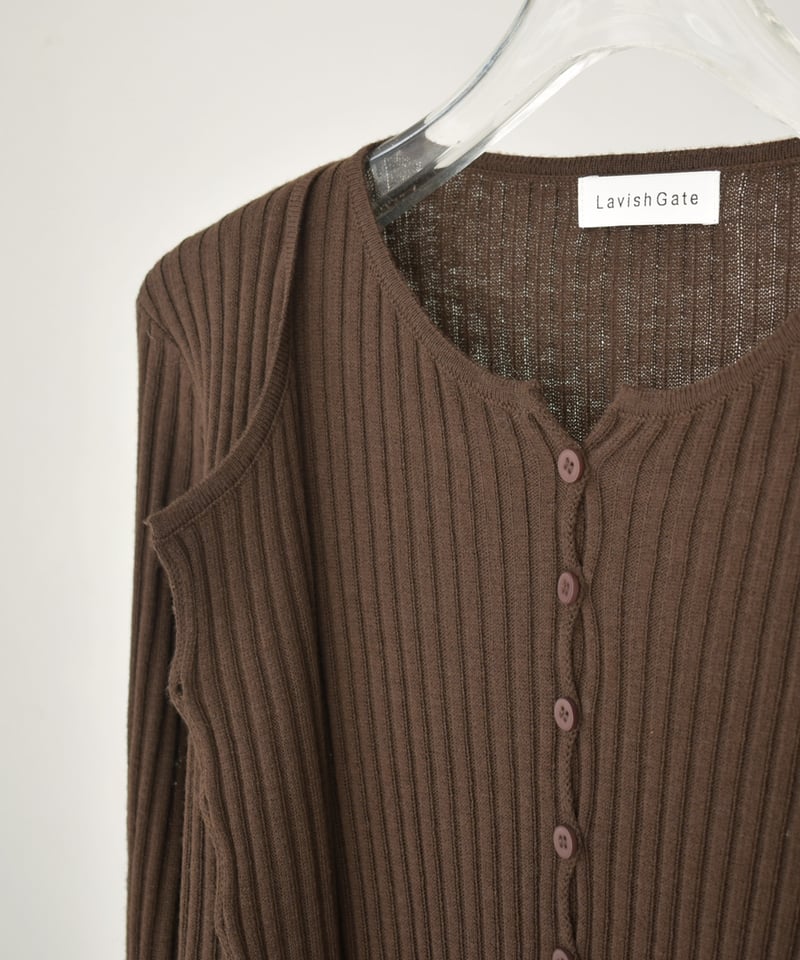 knit-02343 レイヤード調 カーディガン ブラウン ブラック | L a v i s