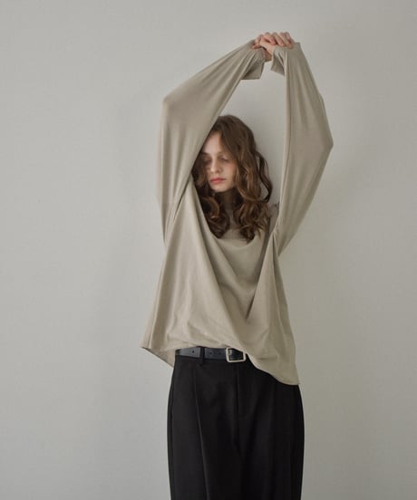 nh-tops-02565　オーバーサイズ ロングスリーブTシャツ　ホワイト　ベージュ　チャコール　ブラック