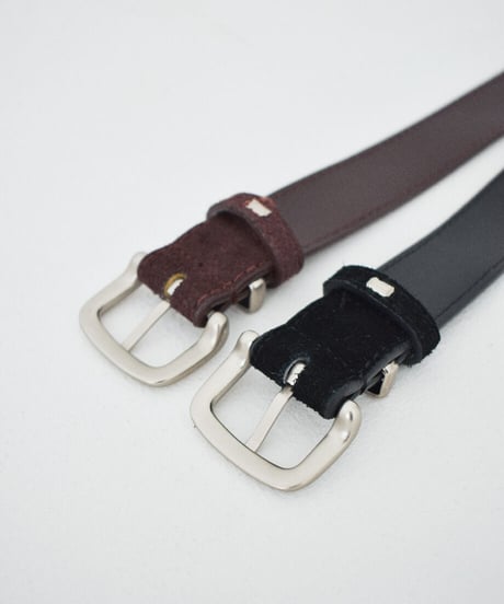 nh-belt-02042　シルバーバックル フェイクスエード ベルト　ブラウン　ブラック
