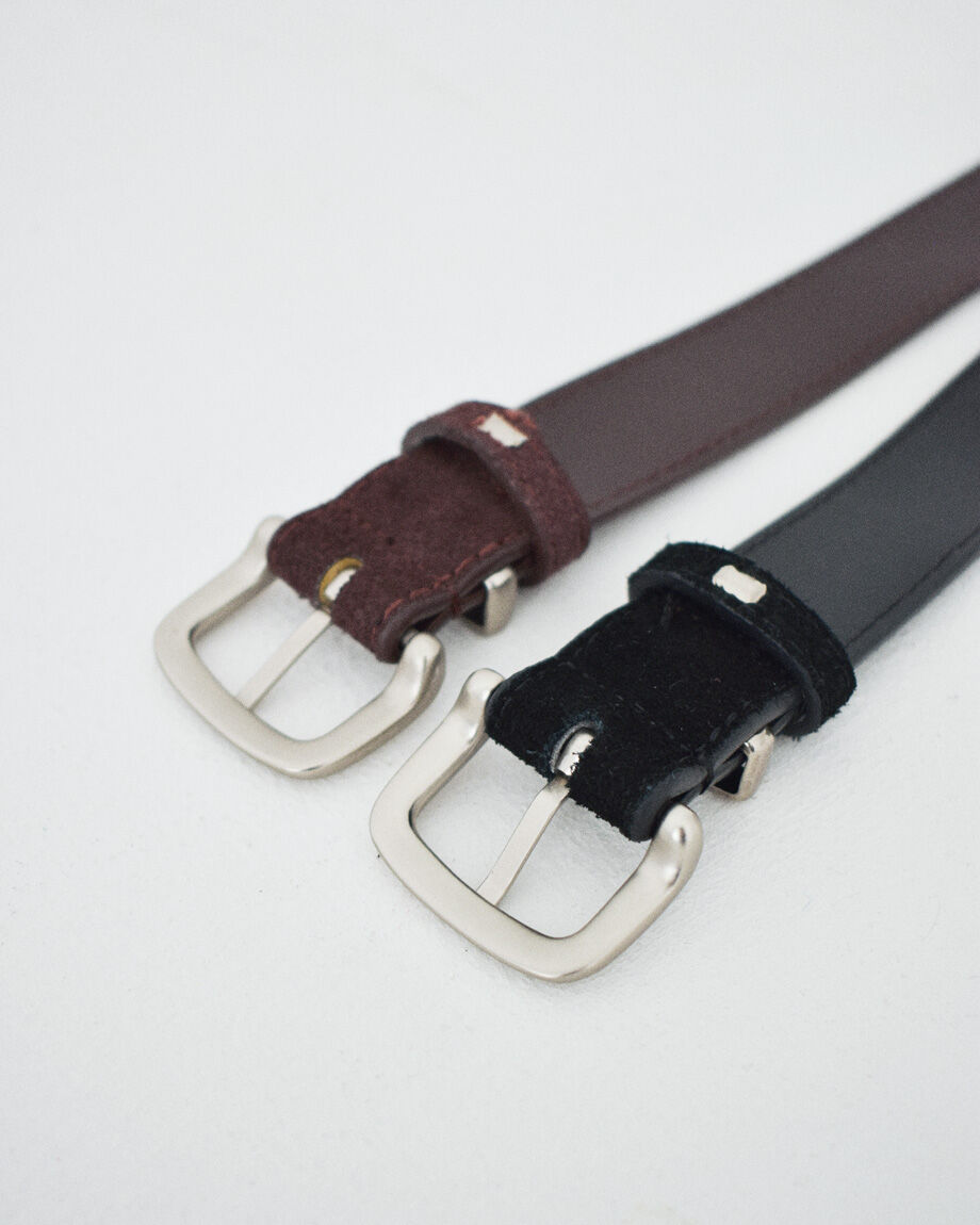 純正バックショットベルトガード nh-belt-02042 シルバーバックル スエード ベルト ブラウン ブラック