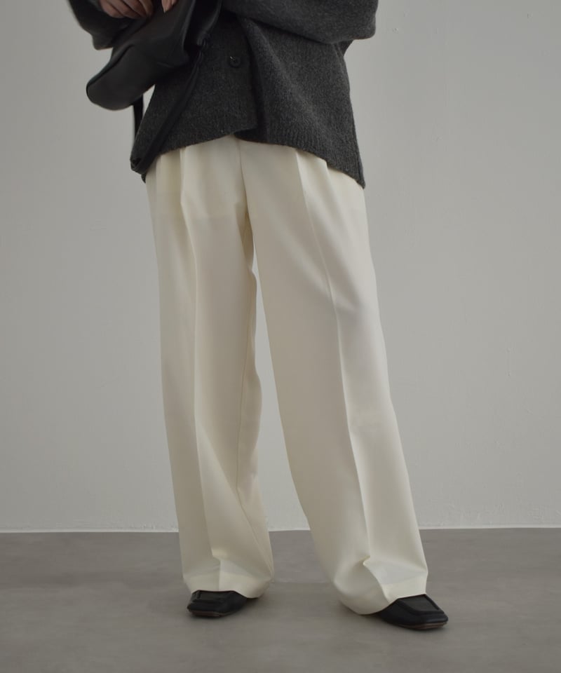 bottoms-12010 タックワイドパンツ エクリュ グレー ブラック | L a v i