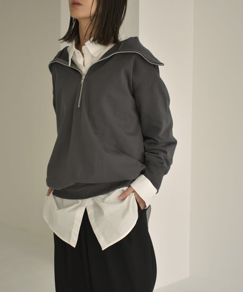 【美品】ZARA コットン100% ハーフジップニット ブラック