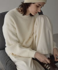 knit-02365　シャギーニット プルオーバー　オフホワイト　ベージュ　ブラウン