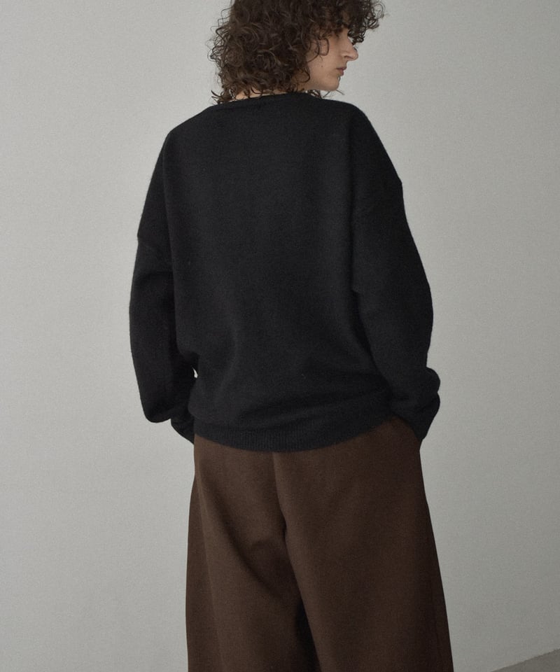 knit-02346 Vネック オーバーニット エクリュ グレー ブラック | L a v