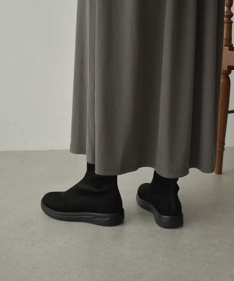 shoes-02168　軽量EVAソール  スエードフラットショートブーツ　ブラウン　ブラック