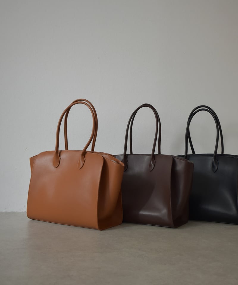 bag2-02669 フェイクレザー BIG トート バッグ キャメル ブラウン