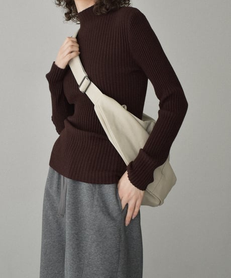 knit-02305　ハイネック リップル ニット　アイボリー　ブラウン　ブラック