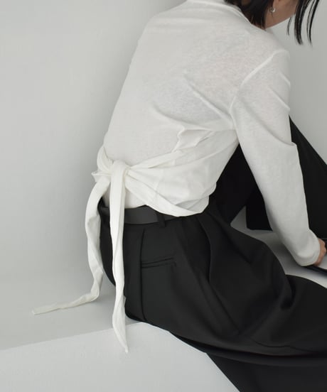 tops-02536　レイヤードカットソー　ホワイト　チャコール