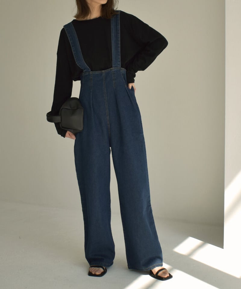 onepiece-02066 ハイウエスト サロペットデニム ブルー | L a v i s