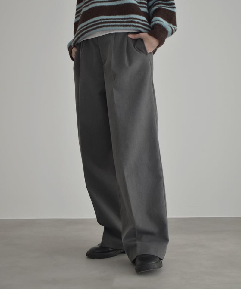 bottoms-12010 タックワイドパンツ エクリュ グレー ブラック | L a v i