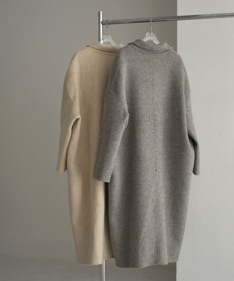 coat-02033 シャギーウールコート リバー仕立て エクリュ グレー coat-02033 シャギーウールコート リバー仕立て エクリュ グレー