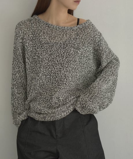knit-02341　ローゲージ ルーズニット　エクリュ　ブラック
