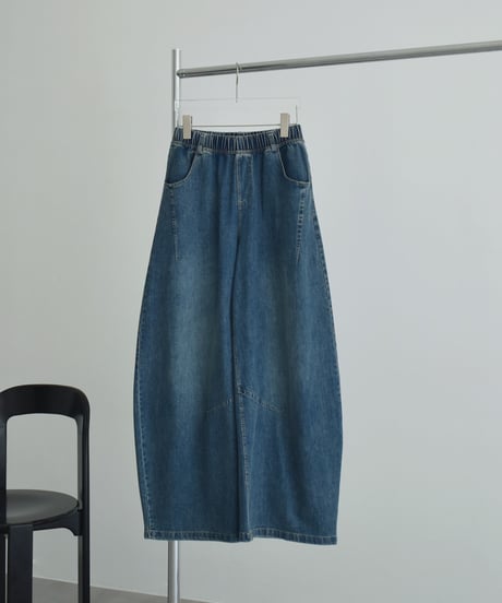 bottoms-02322　リラックス バレルレッグ デニム　ウォッシュブルー