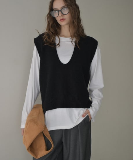 nh-tops-02565　オーバーサイズ ロングスリーブTシャツ　ホワイト　ベージュ　チャコール　ブラック