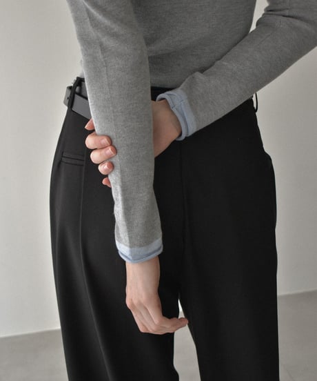 knit-02342　バイカラー コンパクトニット　グレー　ブラウン
