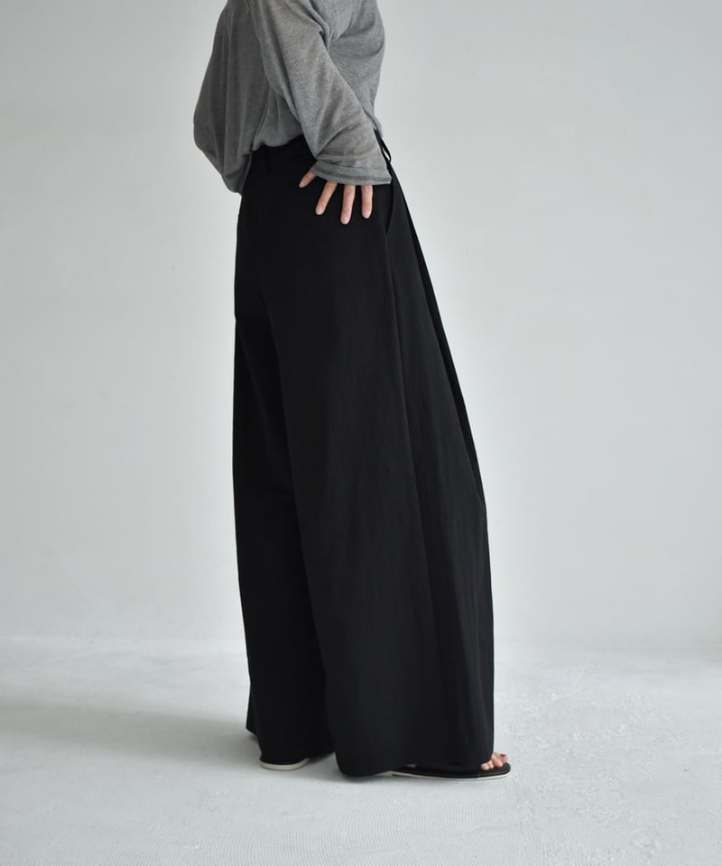 bottoms-02265 ラップウエスト タック ワイドパンツ エクリュ カーキ