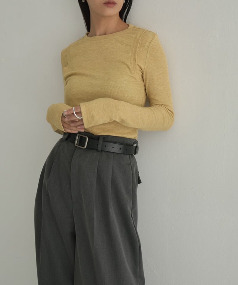 tops-02510 レイヤード ライク トップス マスタード グレー | L tops-02510 レイヤード ライク トップス マスタード グレー | L